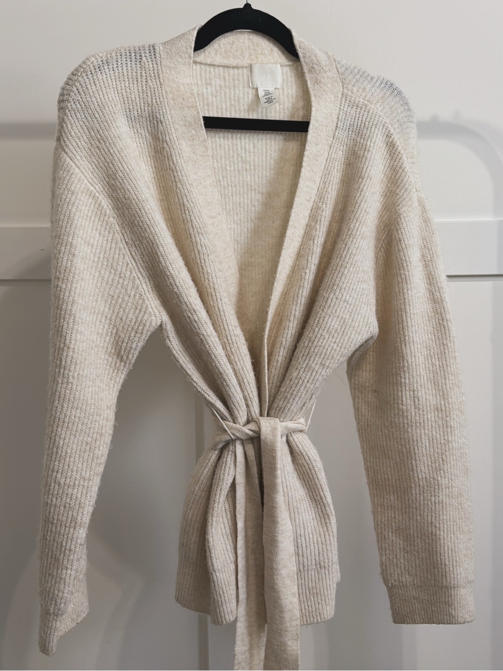H&M Cream Knit Belted Cardigan